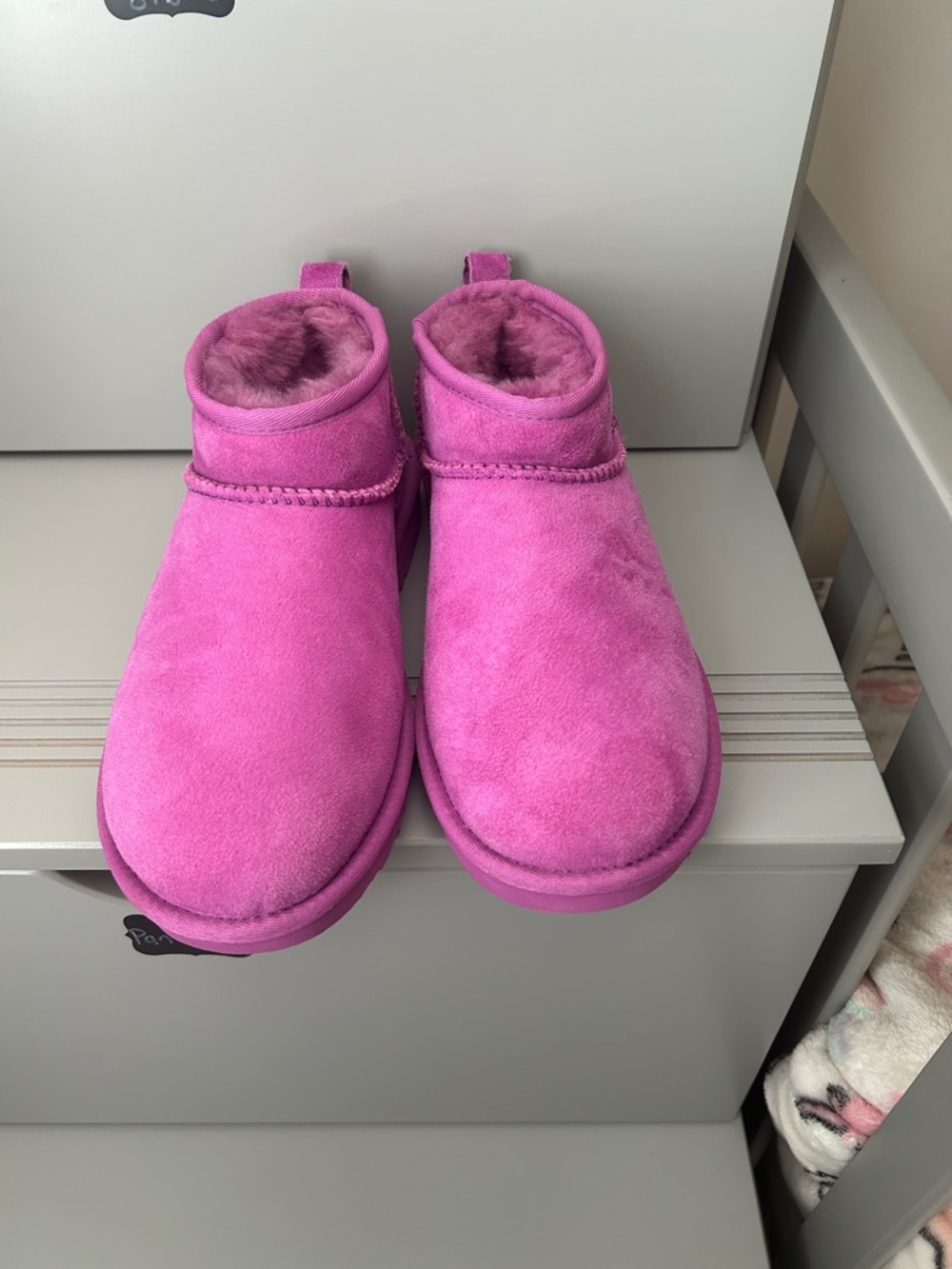 UGG Pink Suede Shearling Ankle Boots